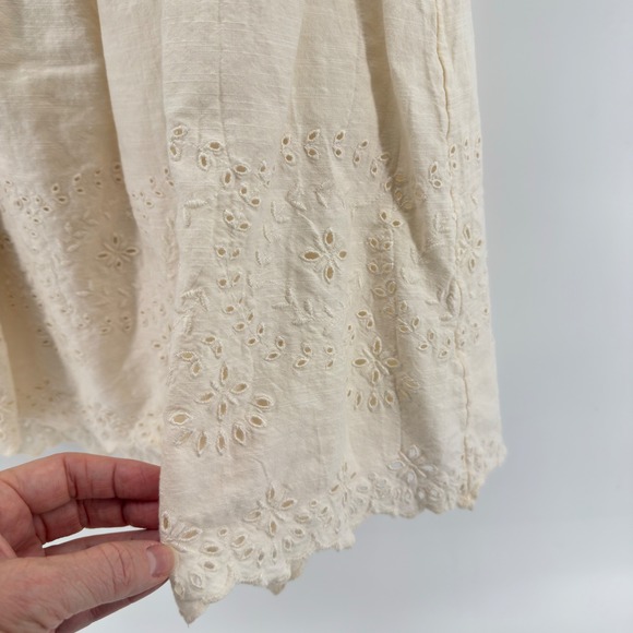 Old Navy Womens XL Ruffled Strap Smocked Waist Eyelet Dress Cream Coquette - Picture 3 of 10